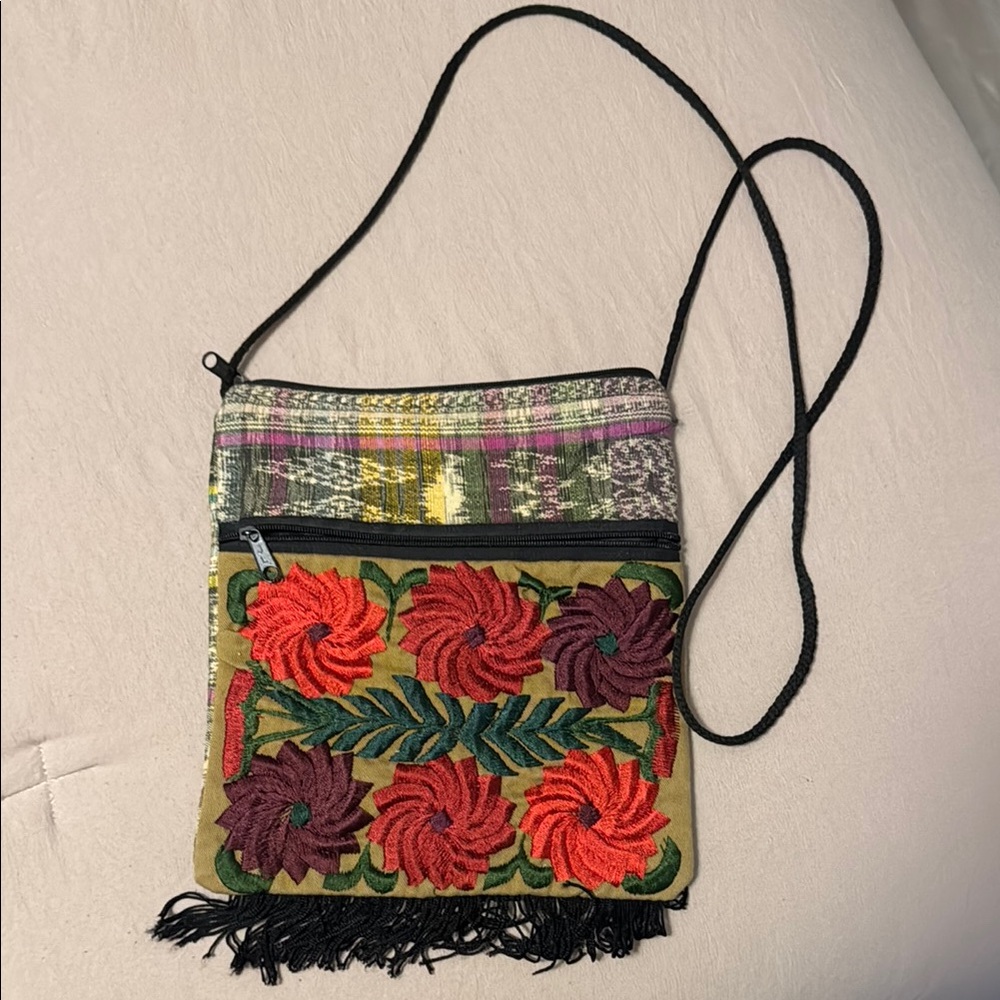 Embroidered Floral Crossbody Bag